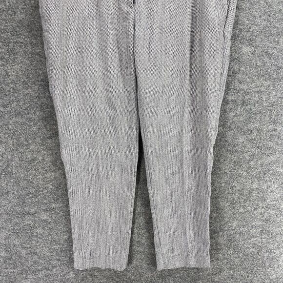 New H&M Pants Women 14 Gray Mid Rise Pleated Pockets Skinny Casual Chino Comfort - Picture 4 of 11